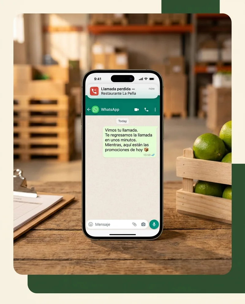 Teléfono con mensaje automático enviado tras una llamada perdida